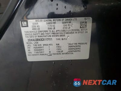 Zdjęcie 12 z 12 samochodu: 2012 CHEVROLET EQUINOX LT VIN:2GNALDEK0C6117111 - miniatura