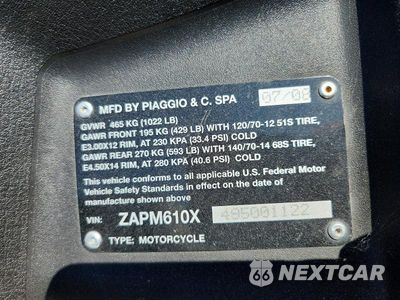 Zdjęcie 9 z 9 samochodu: 2009 PIAGGIO MP3 500 VIN:ZAPM610X495001122 - miniatura