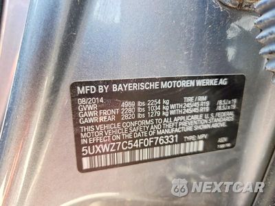 Zdjęcie 12 z 12 samochodu: 2015 BMW X3 SDRIVE28I VIN:5UXWZ7C54F0F76331 - miniatura