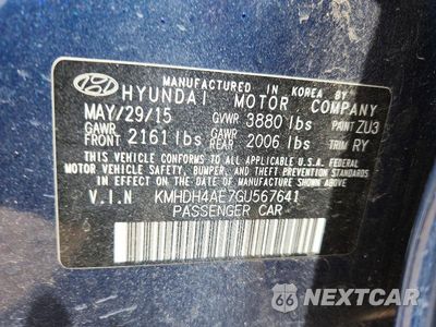 Zdjęcie 12 z 12 samochodu: 2016 HYUNDAI ELANTRA VALUE EDITION VIN:KMHDH4AE7GU567641 - miniatura
