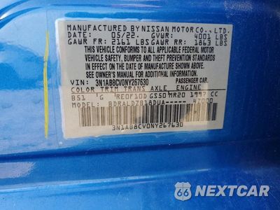 Zdjęcie 12 z 12 samochodu: 2022 NISSAN SENTRA SV VIN:3N1AB8CV0NY267630 - miniatura