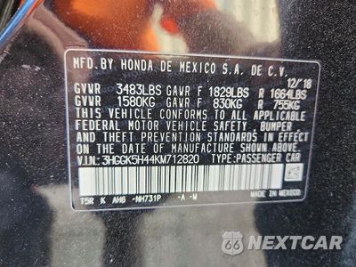 Zdjęcie 12 z 12 samochodu: 2019 HONDA FIT LX VIN:3HGGK5H44KM712820 - miniatura