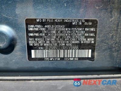 Zdjęcie 14 z 14 samochodu: 2010 SUBARU FORESTER 2.5X PREMIUM VIN:JF2SH6CC7AH771666 - miniatura