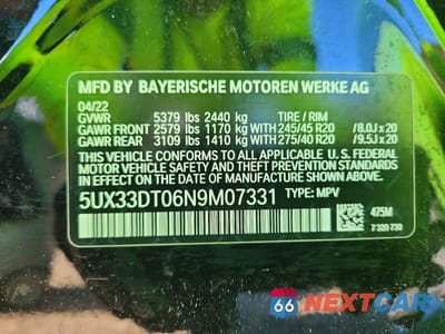 Zdjęcie 13 z 13 samochodu: 2022 BMW X4 XDRIVE30I VIN:5UX33DT06N9M07331 - miniatura