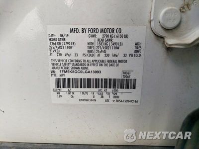 Zdjęcie 14 z 14 samochodu: 2020 FORD EXPLORER ST VIN:1FM5K8GC0LGA13093 - miniatura