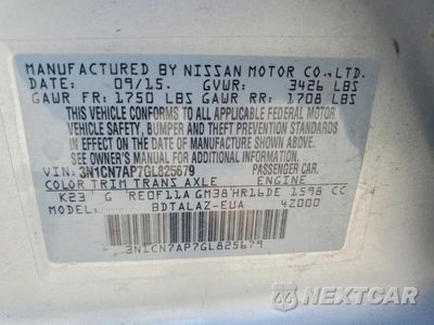 Zdjęcie 12 z 12 samochodu: 2016 NISSAN VERSA 1.6 S PLUS VIN:3N1CN7AP7GL825679 - miniatura