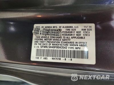Zdjęcie 13 z 13 samochodu: 2015 HONDA ODYSSEY EX VIN:5FNRL5H40FB043542 - miniatura