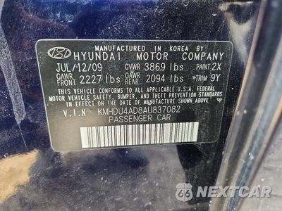 Zdjęcie 12 z 12 samochodu: 2010 HYUNDAI ELANTRA GLS VIN:KMHDU4AD8AU837082 - miniatura
