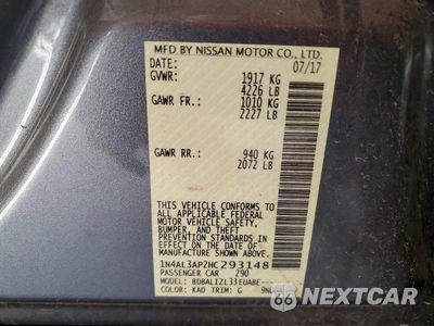 Zdjęcie 13 z 13 samochodu: 2017 NISSAN ALTIMA 2.5 SV VIN:1N4AL3AP2HC293148 - miniatura