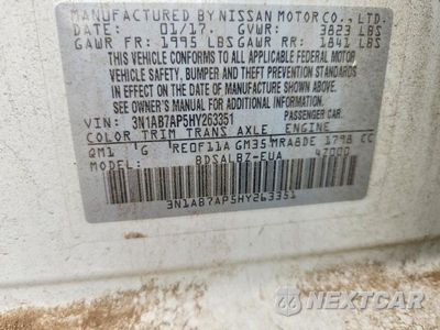 Zdjęcie 12 z 12 samochodu: 2017 NISSAN SENTRA S VIN:3N1AB7AP5HY263351 - miniatura