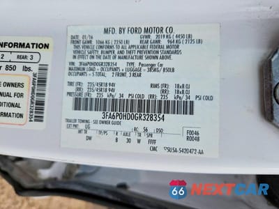 Zdjęcie 12 z 12 samochodu: 2016 FORD FUSION SE VIN:3FA6P0HD0GR328354 - miniatura