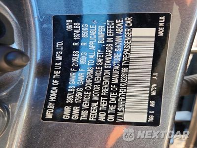 Zdjęcie 12 z 12 samochodu: 2019 HONDA CIVIC LX VIN:SHHFK7H31KU228166 - miniatura