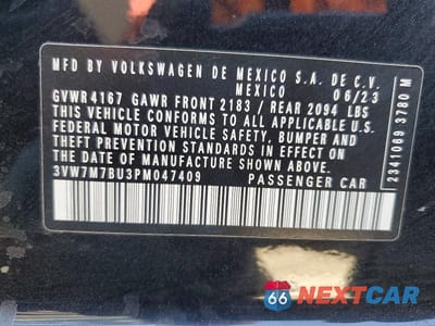 Zdjęcie 13 z 13 samochodu: 2023 VOLKSWAGEN JETTA SE VIN:3VW7M7BU3PM047409 - miniatura