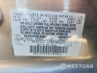 Zdjęcie 12 z 12 samochodu: 2014 NISSAN VERSA 1.6 SV VIN:3N1CN7AP3EL855601 - miniatura