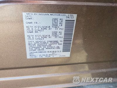 Zdjęcie 13 z 13 samochodu: 2013 NISSAN PATHFINDER S VIN:5N1AR2MM1DC668652 - miniatura