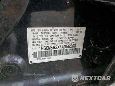 Zdjęcie 12 z 12 samochodu: 2004 HONDA ACCORD LX VIN:1HGCM563X4A056268 - miniatura