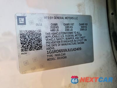 Zdjęcie 12 z 12 samochodu: 2018 CHEVROLET VOLT PREMIER VIN:1G1RD6S59JU143409 - miniatura