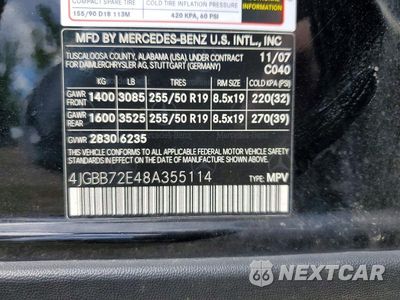 Zdjęcie 13 z 13 samochodu: 2008 MERCEDES-BENZ ML 550 VIN:4JGBB72E48A355114 - miniatura