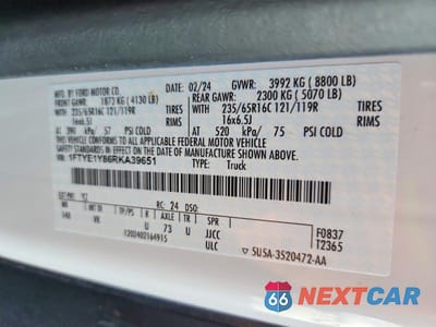 Zdjęcie 14 z 14 samochodu: 2024 FORD TRANSIT 150 DELIVERY VAN VIN:1FTYE1Y86RKA39651 - miniatura