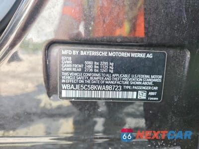 Zdjęcie 12 z 12 samochodu: 2019 BMW 540 I VIN:WBAJE5C58KWA98723 - miniatura