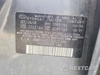 Zdjęcie 13 z 13 samochodu: 2007 HYUNDAI ELANTRA GLS VIN:KMHDU46D27U122249 - miniatura