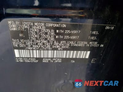 Zdjęcie 14 z 14 samochodu: 2018 TOYOTA RAV4 LE VIN:JTMBFREV1JJ747781 - miniatura