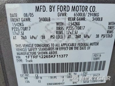 Zdjęcie 13 z 13 samochodu: 2005 FORD F150 VIN:1FTRF12265KF11377 - miniatura
