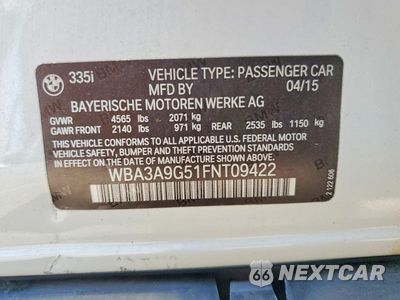 Zdjęcie 12 z 12 samochodu: 2015 BMW 335 I VIN:WBA3A9G51FNT09422 - miniatura