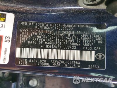 Zdjęcie 12 z 12 samochodu: 2022 TOYOTA CAMRY XSE VIN:4T1K61AK6NU033433 - miniatura