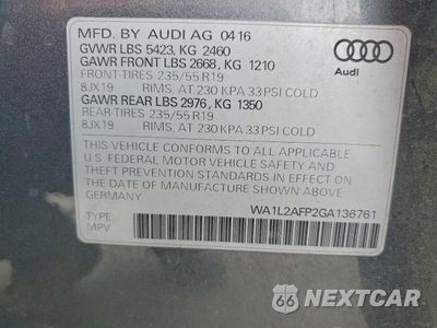 Zdjęcie 13 z 13 samochodu: 2016 AUDI Q5 PREMIUM PLUS VIN:WA1L2AFP2GA136761 - miniatura