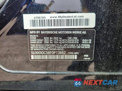 Zdjęcie 12 z 12 samochodu: 2015 BMW X5 XDRIVE35I VIN:5UXKR0C58F0P13662 - miniatura