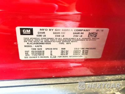 Zdjęcie 13 z 13 samochodu: 2017 BUICK ENCORE PREFERRED VIN:KL4CJASB3HB019926 - miniatura
