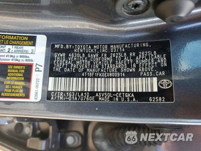 Zdjęcie 12 z 12 samochodu: 2014 TOYOTA CAMRY XLE VIN:4T1BF1FK0EU800914 - miniatura