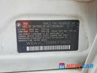 Zdjęcie 12 z 12 samochodu: 2008 BMW 328 XI SULEV VIN:WBAVC73588KP38851 - miniatura