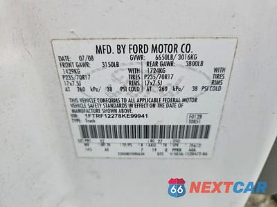 Zdjęcie 12 z 12 samochodu: 2008 FORD F150 VIN:1FTRF12278KE99941 - miniatura