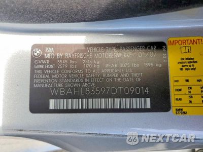 Zdjęcie 13 z 13 samochodu: 2007 BMW 750 I VIN:WBAHL83597DT09014 - miniatura