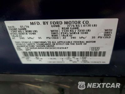 Zdjęcie 12 z 12 samochodu: 2016 FORD EXPLORER VIN:1FM5K8BH9GGC02947 - miniatura