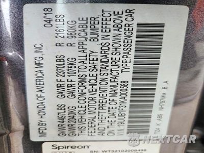 Zdjęcie 12 z 12 samochodu: 2019 ACURA TLX VIN:19UUB1F31KA000588 - miniatura