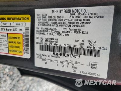 Zdjęcie 12 z 12 samochodu: 2018 FORD FUSION SE HYBRID VIN:3FA6P0LU3JR274207 - miniatura