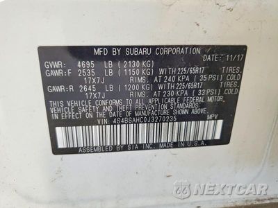 Zdjęcie 14 z 14 samochodu: 2018 SUBARU OUTBACK 2.5I PREMIUM VIN:4S4BSAHC0J3270235 - miniatura