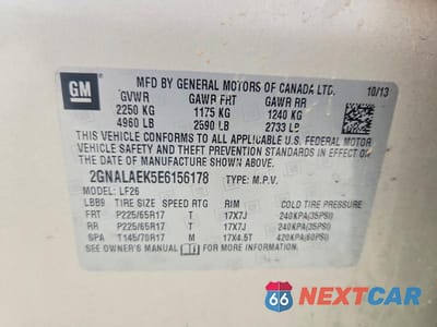Zdjęcie 13 z 13 samochodu: 2014 CHEVROLET EQUINOX LS VIN:2GNALAEK5E6156178 - miniatura
