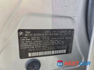 Zdjęcie 12 z 12 samochodu: 2011 BMW 5 SERIES XI VIN:WBAFU9C55BC785351 - miniatura