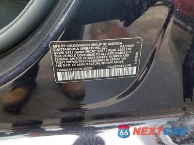 Zdjęcie 12 z 12 samochodu: 2020 VOLKSWAGEN PASSAT S VIN:1VWAA7A35LC019226 - miniatura