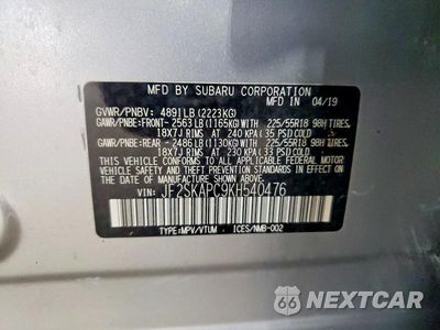 Zdjęcie 14 z 14 samochodu: 2019 SUBARU FORESTER SPORT VIN:JF2SKAPC9KH540476 - miniatura