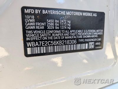 Zdjęcie 12 z 12 samochodu: 2019 BMW 740 I VIN:WBA7E2C56KB218306 - miniatura