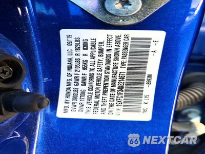 Zdjęcie 12 z 12 samochodu: 2019 HONDA CIVIC EX VIN:19XFC1F34KE214671 - miniatura