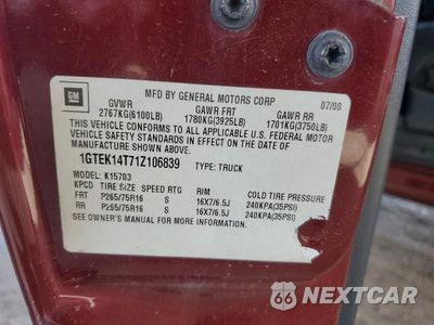 Zdjęcie 12 z 12 samochodu: 2001 GMC NEW SIERRA K1500 VIN:1GTEK14T71Z106839 - miniatura