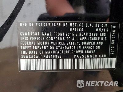 Zdjęcie 12 z 12 samochodu: 2015 VOLKSWAGEN GOLF SPORTWAGEN TDI S VIN:3VWCA7AU1FM516858 - miniatura