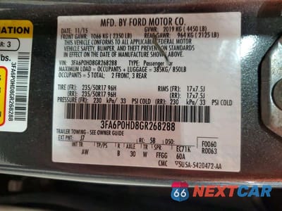 Zdjęcie 12 z 12 samochodu: 2016 FORD FUSION SE VIN:3FA6P0HD8GR268288 - miniatura