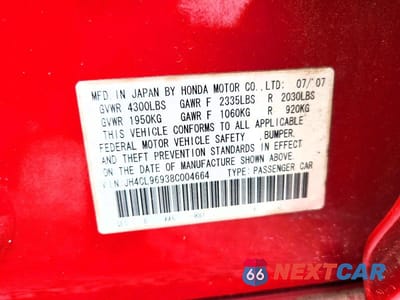 Zdjęcie 13 z 13 samochodu: 2008 ACURA TSX VIN:JH4CL96938C004664 - miniatura